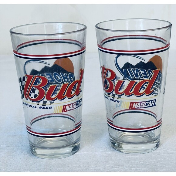 Beer Pint Glasses Bud Official Nascar PHOENIX International Speedway Set of 2 - Picture 2 of 8